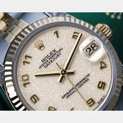 Rolex Customised Cream Diamond Stainless Steel Datejust 68274 Automatic Women's Wristwatch 31mm