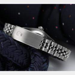 Rolex Customised White Diamond Stainless Steel Datejust 69160 Automatic Women's Wristwatch 26mm