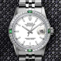 Rolex Customised White Diamond Stainless Steel Datejust 68274 Automatic Women's Wristwatch 31mm