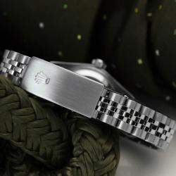 Rolex Customised Silver Diamond Stainless Steel Datejust 69174 Automatic Women's Wristwatch 26mm