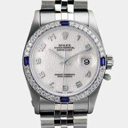 Rolex Customised Ivory Diamond Stainless Steel Datejust 68274 Automatic Women's Wristwatch 31mm
