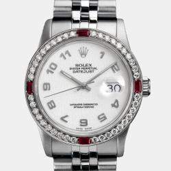 Rolex Customised Ivory Diamond Stainless Steel Datejust 68274 Automatic Women's Wristwatch 31mm