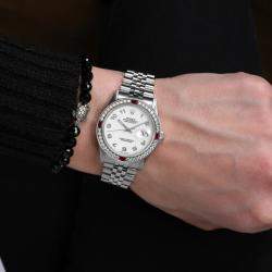 Rolex Customised Ivory Diamond Stainless Steel Datejust 68274 Automatic Women's Wristwatch 31mm