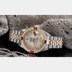 Rolex Customised White Diamond Stainless Steel Datejust 69173 Automatic Women's Wristwatch 26mm