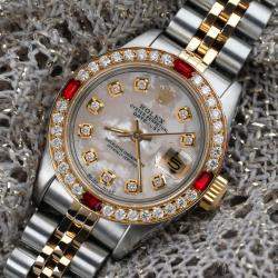 Rolex Customised White Diamond Stainless Steel Datejust 69173 Automatic Women's Wristwatch 26mm
