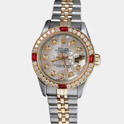Rolex Customised White Diamond Stainless Steel Datejust 69173 Automatic Women's Wristwatch 26mm