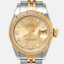Rolex Champagne Jubilee Diamond 18K Yellow Gold Stainless Steel Datejust 69173 Women's Wristwatch 26 mm
