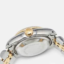 Pre Owned Rolex Champagne Diamond 18k Yellow Gold Stainless Steel Datejust 69173 Women's Wristwatch 26 mm
