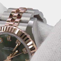 Rolex Green Diamond 18k Rose Gold Stainless Steel Datejust 279171 Automatic Women's Wristwatch 28 mm
