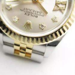 Rolex Silver Diamond Two-Tone 18K Yellow Gold Stainless Steel 28 mm Women's Datejust Automatic Fluted Bezel Jubilee Bracelet Wristwatch