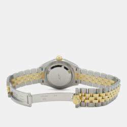 Rolex Silver Diamond Two-Tone 18K Yellow Gold Stainless Steel 28 mm Women's Datejust Automatic Fluted Bezel Jubilee Bracelet Wristwatch