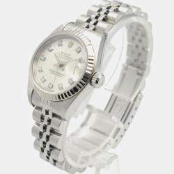 Rolex Silver Diamond 18k White Gold Stainless Steel Datejust 79174 Automatic Women's Wristwatch 26 mm