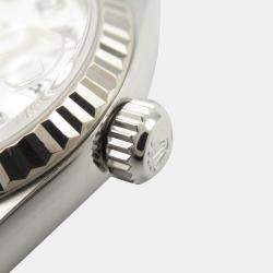 Rolex Silver Diamond 18k White Gold Stainless Steel Datejust 79174 Automatic Women's Wristwatch 26 mm