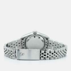 Pre Owned Rolex Silver Dial 18K White Gold Stainless Steel Oyster Perpetual Date 79160 Women's Wristwatch 26 mm