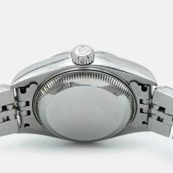 Pre Owned Rolex Silver Dial 18K White Gold Stainless Steel Oyster Perpetual Date 79160 Women's Wristwatch 26 mm