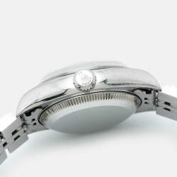 Pre Owned Rolex Silver Dial 18K White Gold Stainless Steel Oyster Perpetual Date 79160 Women's Wristwatch 26 mm