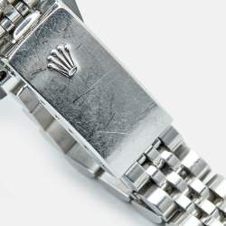 Pre Owned Rolex Silver Dial 18K White Gold Stainless Steel Oyster Perpetual Date 79160 Women's Wristwatch 26 mm