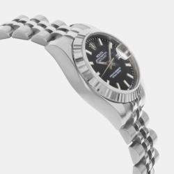 Rolex Black 18k White Gold Stainless Steel Datejust 179174 Automatic Women's Wristwatch 26 mm