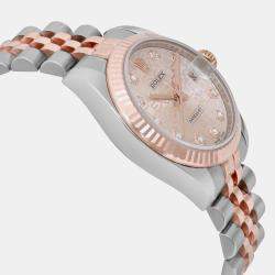Rolex Pink Diamond 18k Rose Gold Stainless Steel Datejust 178271 Automatic Women's Wristwatch 31 mm