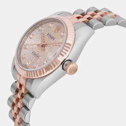 Rolex Pink Diamond 18k Rose Gold Stainless Steel Datejust 178271 Automatic Women's Wristwatch 31 mm