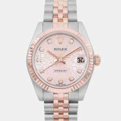 Rolex Pink Diamond 18k Rose Gold Stainless Steel Datejust 178271 Automatic Women's Wristwatch 31 mm