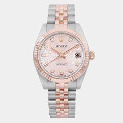 Rolex Pink Diamond 18k Rose Gold Stainless Steel Datejust 178271 Automatic Women's Wristwatch 31 mm