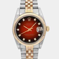 Rolex Red 18k Yellow Gold Stainless Steel Datejust 68273 Automatic Women's Wristwatch 31 mm