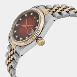 Rolex Red 18k Yellow Gold Stainless Steel Datejust 68273 Automatic Women's Wristwatch 31 mm