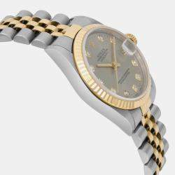Rolex Grey Diamond 18k Yellow Gold Stainless Steel Datejust 68273 Automatic Women's Wristwatch 31 mm