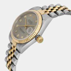 Rolex Grey Diamond 18k Yellow Gold Stainless Steel Datejust 68273 Automatic Women's Wristwatch 31 mm
