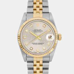 Rolex Grey Diamond 18k Yellow Gold Stainless Steel Datejust 68273 Automatic Women's Wristwatch 31 mm