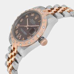 Rolex Brown Diamond 18k Rose Gold Stainless Steel Datejust 178341 Automatic Women's Wristwatch 31 mm