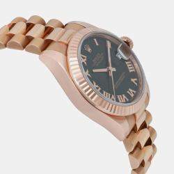 Rolex Black 18k Rose Gold Datejust 178275 Automatic Women's Wristwatch 31 mm