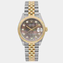 Rolex Grey Diamond 18k Yellow Gold Stainless Steel Datejust 278273 Automatic Women's Wristwatch 31 mm