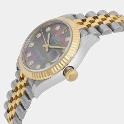 Rolex Grey Diamond 18k Yellow Gold Stainless Steel Datejust 278273 Automatic Women's Wristwatch 31 mm