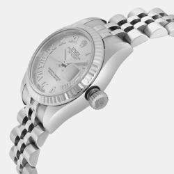Rolex Silver 18k White Gold Stainless Steel Datejust 179174 Automatic Women's Wristwatch 26 mm