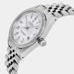 Rolex White Stainless Steel Oyster Perpetual Date 15210 Automatic Women's Wristwatch 34 mm
