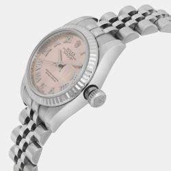 Rolex Pink 18k White Gold Stainless Steel Datejust 179174 Automatic Women's Wristwatch 26 mm