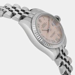 Rolex Pink 18k White Gold Stainless Steel Datejust 179174 Automatic Women's Wristwatch 26 mm