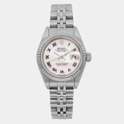 Rolex MOP 18K White Gold Stainless Steel Datejust 79174 Automatic Women's Wristwatch 26 mm