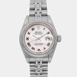 Rolex MOP 18K White Gold Stainless Steel Datejust 79174 Automatic Women's Wristwatch 26 mm