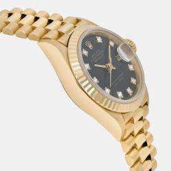 Rolex Black 18k Yellow Gold Diamond Datejust 69178 Automatic Women's Wristwatch 26 mm