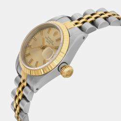 Rolex Champagne 18k Yellow Gold Stainless Steel Datejust 69173 Automatic Women's Wristwatch 26 mm