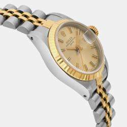 Rolex Champagne 18k Yellow Gold Stainless Steel Datejust 69173 Automatic Women's Wristwatch 26 mm