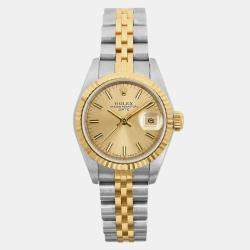 Rolex Champagne 18k Yellow Gold Stainless Steel Datejust 69173 Automatic Women's Wristwatch 26 mm