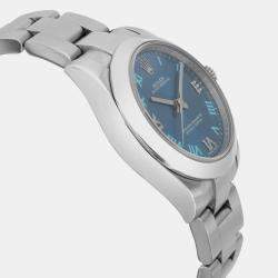Rolex Blue Stainless Steel Oyster Perpetual 177200 Automatic Women's Wristwatch 31 mm