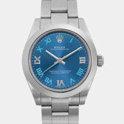 Rolex Blue Stainless Steel Oyster Perpetual 177200 Automatic Women's Wristwatch 31 mm