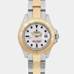 Rolex White 18k Yellow Gold Stainless Steel Yacht-Master 169623 Automatic Women's Wristwatch 29 mm