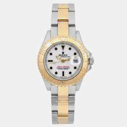 Rolex White 18k Yellow Gold Stainless Steel Yacht-Master 169623 Automatic Women's Wristwatch 29 mm