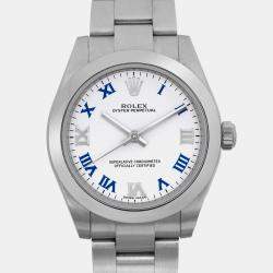 Rolex White Stainless Steel Oyster Perpetual 177200 Automatic Women's Wristwatch 31 mm